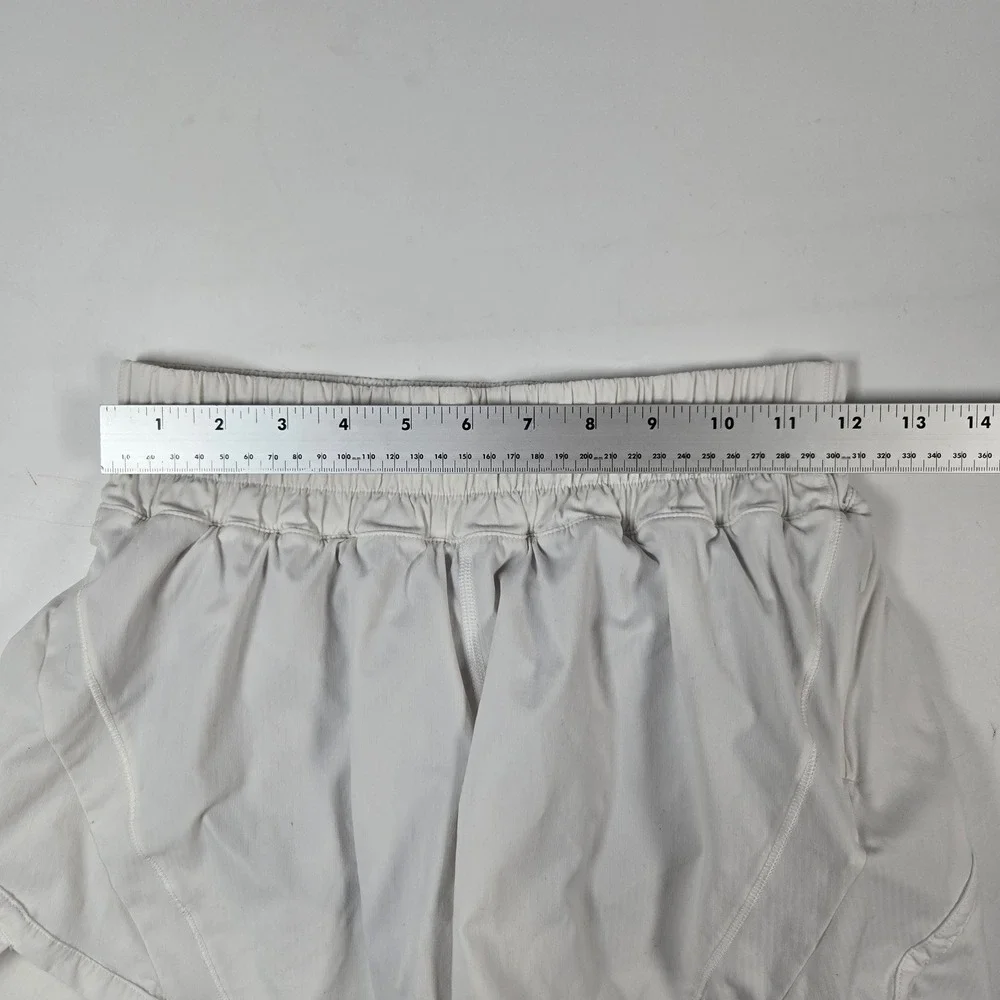 Lululemon Track That Shorts Women 6 White High Rise Smocked Waist Running Gym - Picture 7 of 9